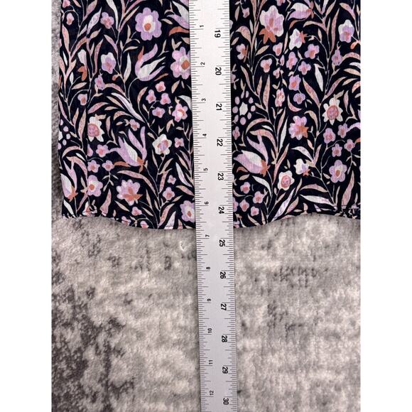 New J Crew Top Small Womens Blue Floral Ruffle Bell Sleeve Chiffon Blouse - Picture 6 of 9